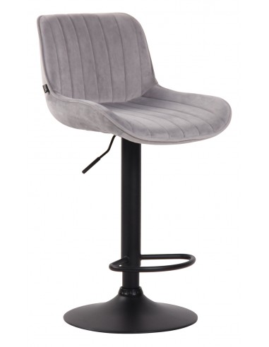 Barstol i metal og velour H86 - 108 cm - Sort/Lysegrå