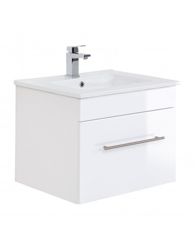 Viva komplet badmiljø i mdf og mineralsten H49,7 x B61,5 cm - Hvid højglans