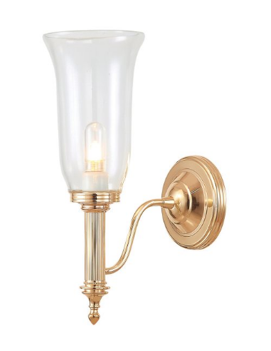 Carroll Badeværelseslampe i messing og glas H34,5 cm 1 x G9 LED - Poleret rødguld/Klar