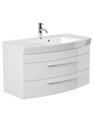 Luna komplet badmiljø i mdf og mineralsten H57,2 x B100,5 cm - Hvid højglans