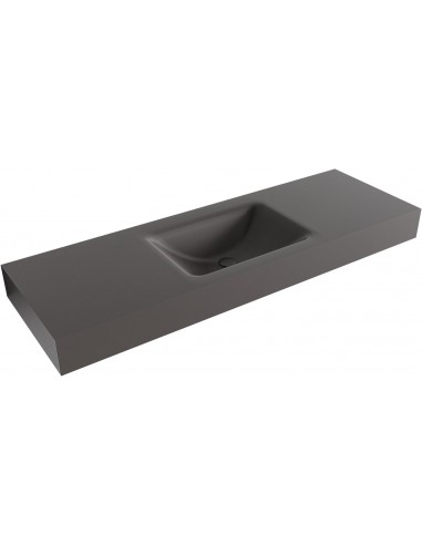CLOUD væghængt håndvask 140 x 46 cm Solid surface - Mørkegrå