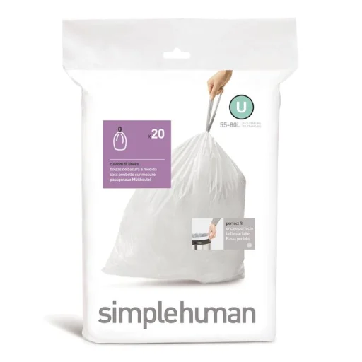 Simplehuman special tilpassede poser, 55-80 L, kode U, 20 stk., hvid