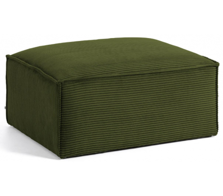 Blok puf til sofa i velour ripcurl 90 x 70 cm - Grøn