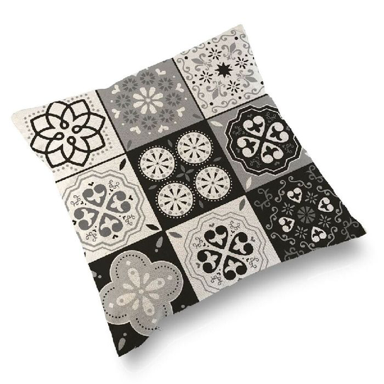 Pude med fyld Versa Mosaik Sort Polyester (15 x 45 x 45 cm)