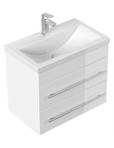 Portus komplet badmiljø i mdf og keramik H52,5 x B60,8 cm - Hvid højglans