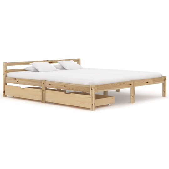vidaXL sengestel med 2 skuffer 180x200 cm massivt fyrretræ