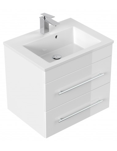 Apollo komplet badmiljø i mdf og keramik H59,6 x B61,5 cm - Hvid højglans