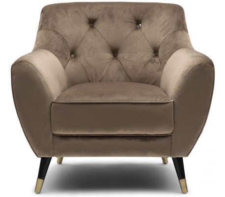 Modena Lænestol i velour B89 cm - Sort/Gyldent