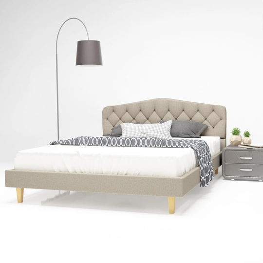 vidaXL seng med madras i memoryskum 140x200 cm stof beige