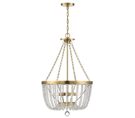 Bergamo 4 Lysekrone Ø50 cm - Varm messing/Klar krystal