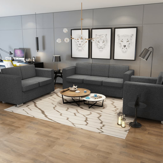 vidaXL sofasæt i tre dele stof mørkegrå