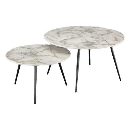Sæt med 2 borde DKD Home Decor Metal Hvid Harpiks (46 x 46 x 45 cm)