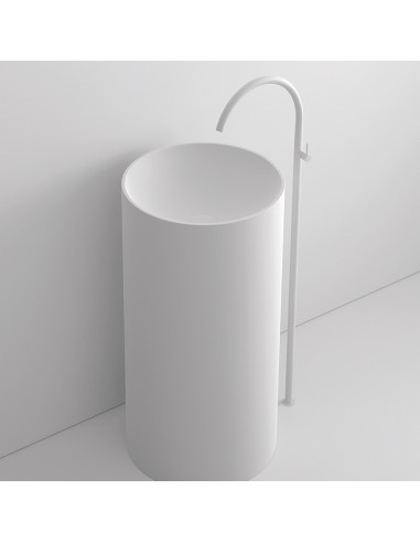 Spring gulvmonteret håndvask H87 x Ø44 cm Solid surface - Mat hvid
