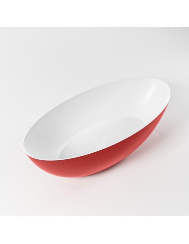 FLOAT fritstående badekar 170 x 80 cm Solid surface - Talkum/Rød