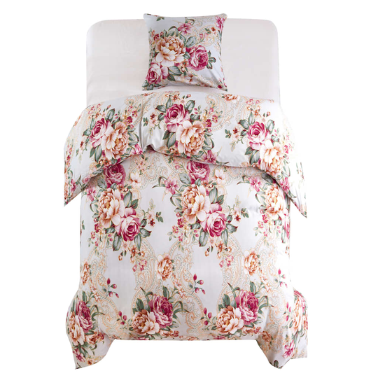 vidaXL sengesæt 155x200/80x80 cm blomsterprint flerfarvet