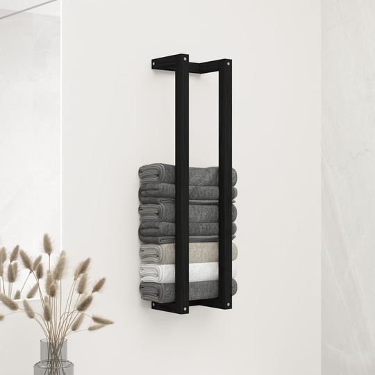 vidaXL håndklædeholder 23x18x90 cm massivt fyrretræ sort