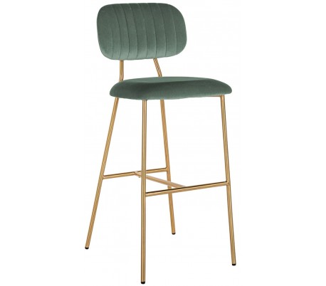 Xenia barstol i velour H109,5 cm - Børstet guld/Jadegrøn