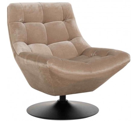 Richelle rotérbar lænestol i velour H81 cm - Sort/Sand