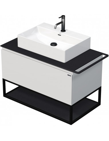 TARA Komplet badmiljø med 1 håndvask B98 cm Keramik, HPL og MDF - Sort/Mat hvid