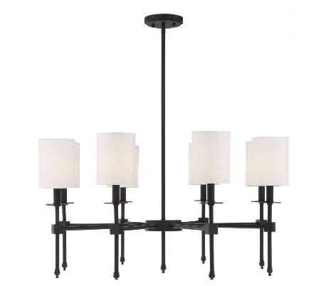 Chatham 8 Lysekrone Ø86 cm - Mat sort/Hvid