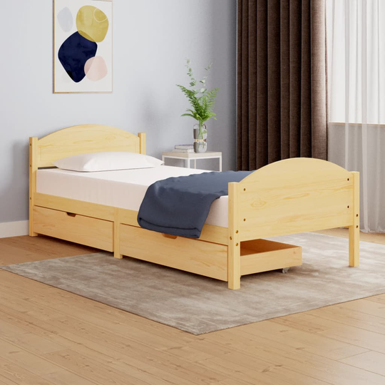 vidaXL sengeramme med 2 skuffer 100x200 cm massivt fyrretræ