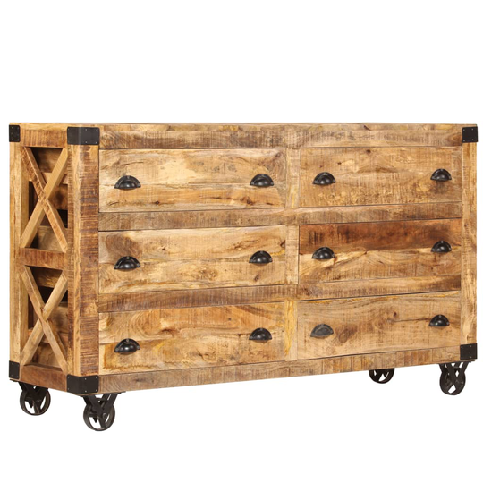 vidaXL skuffeskab massivt mangotræ og støbejern 150 x 40 x 86 cm