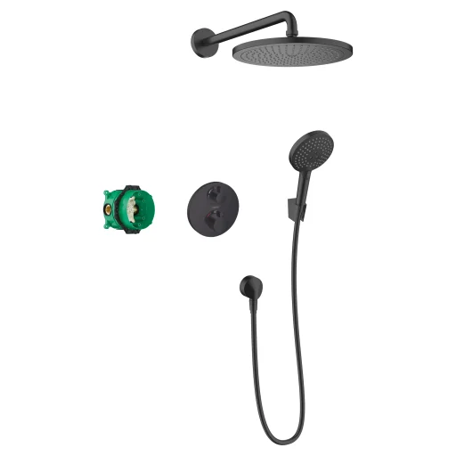 Hansgrohe Croma 280 komplet brusesystem, indbygning, mat sort