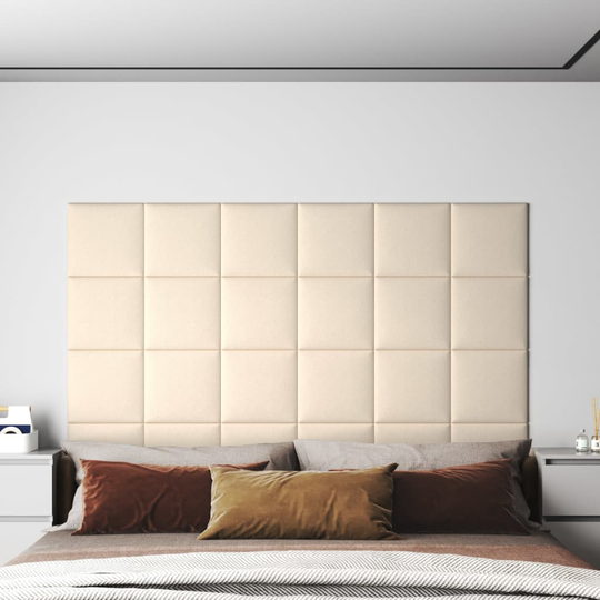 vidaXL vægpaneler 12 stk. 30x30 cm 1,08 m² fløjl cremefarvet