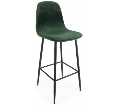 Barstol i velour og metal H103 cm - Sort/Mørkegrøn