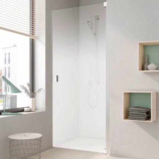 Kermi Raya 1TR brusedør 90x200 cm, højrevendt, til niche, klart glas/160 cm frostet glas