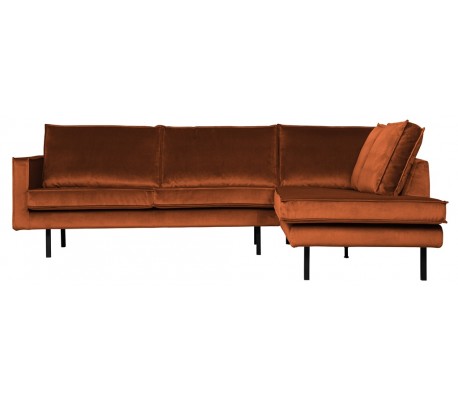 Rodeo Hjørnesofa højrevendt i velour 266 x 213 cm - Rust