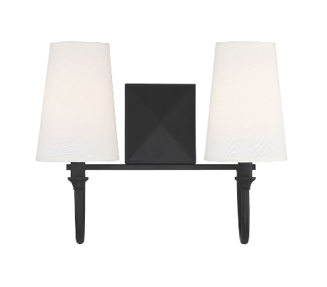 Cameron 2 Badeværelseslampe B38 cm - Mat sort/Hvid