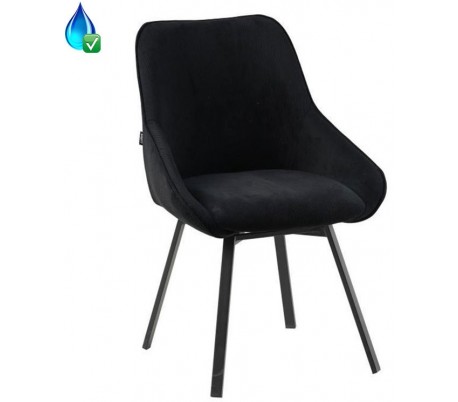 Luna rotérbar spisebordsstol i ripcurl H92 cm - Sort/Sort