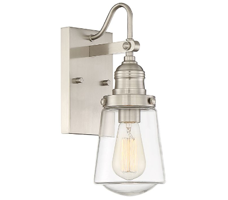 Macauley 1 Væglampe H53 cm - Satineret nikkel/Klar