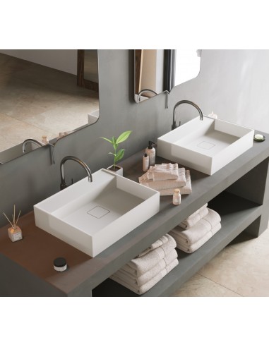 Ideavit Solidbliss bordmonteret håndvask 50 x 40 cm Solid surface - Mat hvid