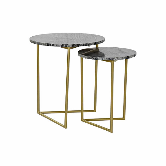 Set med 2 små borde DKD Home Decor Sort Gylden Metal Marmor (40 x 40 x 45 cm) (2 pcs)