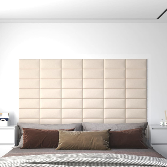 vidaXL vægpaneler 12 stk. 30x15 cm 0,54 m² fløjl cremefarvet