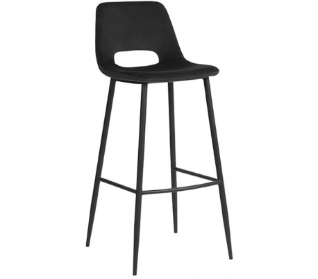 Barstol i velour og metal H107 cm - Sort