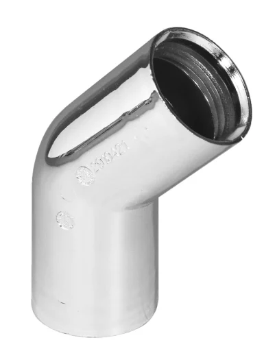 Purus krom bøjning 40 mm muffe/muffe - 45 gr.