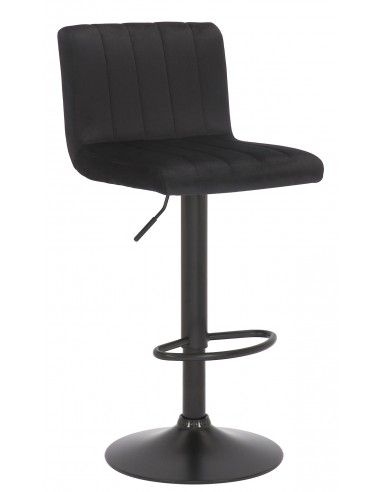 Barstol i metal og velour H85 - 106 cm - Sort/Sort