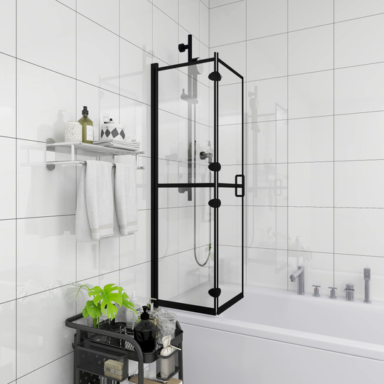 vidaXL foldbar brusekabine 100x140 cm sikkerhedsglas sort