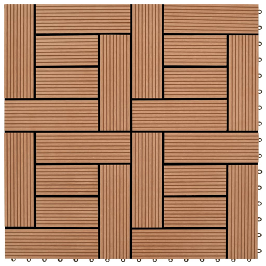 11 stk. Brune 30 x 30 cm dækningsfliser WPC 1 m2