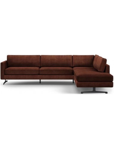 Camille højrevendt hjørnesofa i velour 311 x 235 cm - Sort/Kastanje