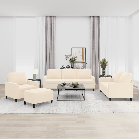 vidaXL sofasæt 4 dele med hynder velour cremefarvet