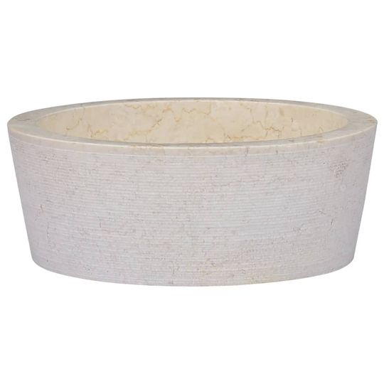 vidaXL håndvask Ø40x15 cm marmor cremefarvet