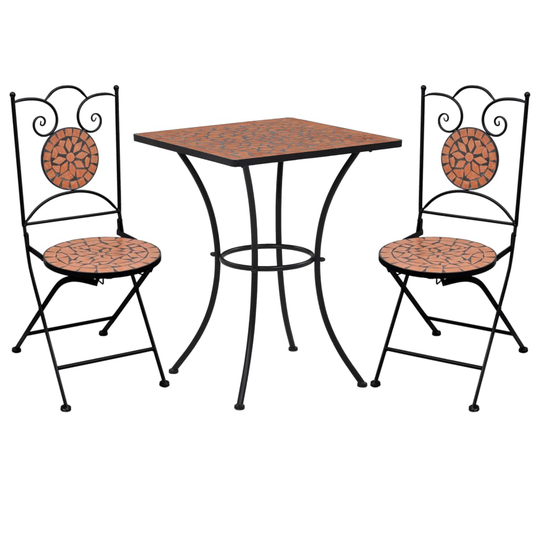 vidaXL bistrosæt 3 dele mosaikdesign keramiske fliser terracotta