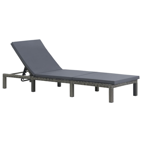 vidaXL liggestol med hynde polyrattan antracitgrå