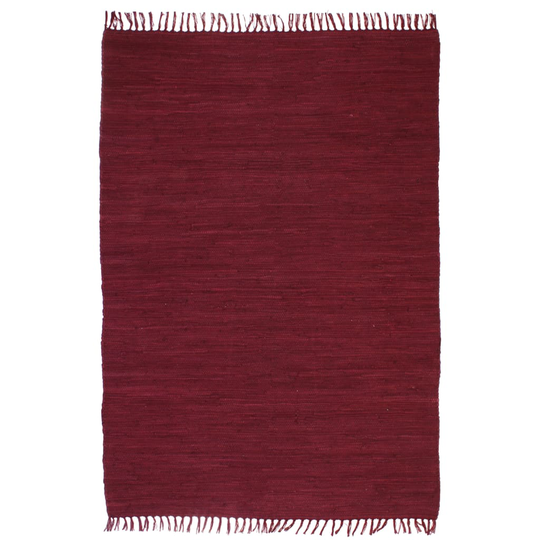 vidaXL håndvævet chindi-tæppe bomuld 120 x 170 cm bordeauxfarvet