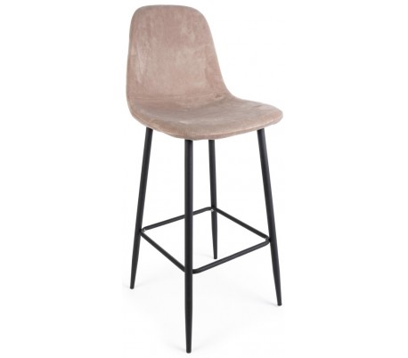 Barstol i velour og metal H103 cm - Sort/Taupe