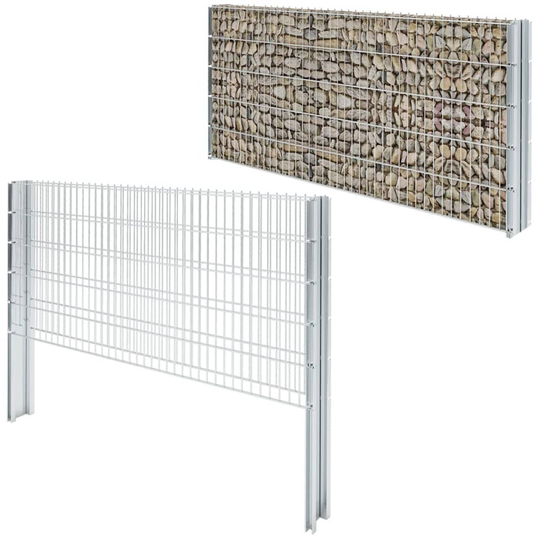 vidaXL 2D gabionhegn galvaniseret stål 2,008x1,03 m 12 m sølvfarvet